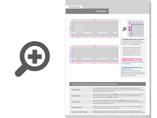 Product Bild faltblatt__gefalzt_auf_quadrat_21_0_cm_x_21_0_cm__6-seiter_(zickzackfalz)__beidseitig_bedruckt_(4_4_farbig_+_1_sonderfarbe_hks)