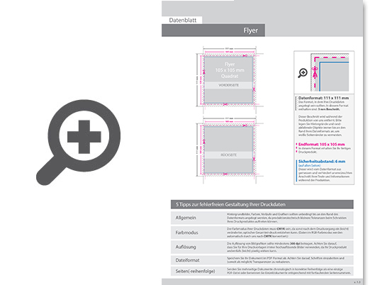 Product Bild flyer_quadrat_10_5_cm_x_10_5_cm__beidseitig_bedruckt_(4_4_farbig_+_2_sonderfarben_hks)