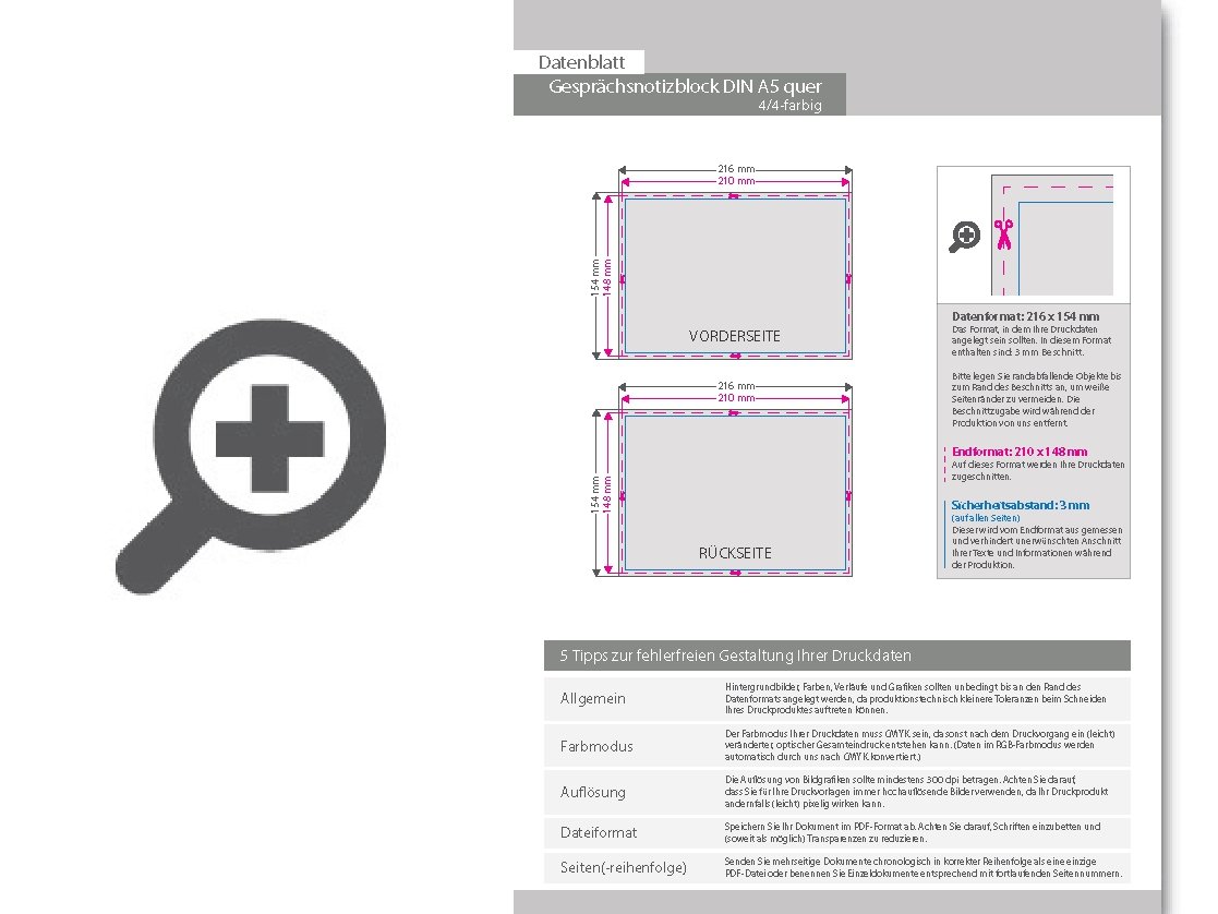 Product Bild gespr__chsnotizblock__din_a5_quer__200_blatt__4_0_farbig_einseitig_bedruckt