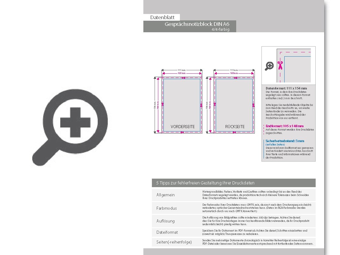 Product Bild gespr__chsnotizblock__din_a6__200_blatt__4_4_farbig_beidseitig_bedruckt