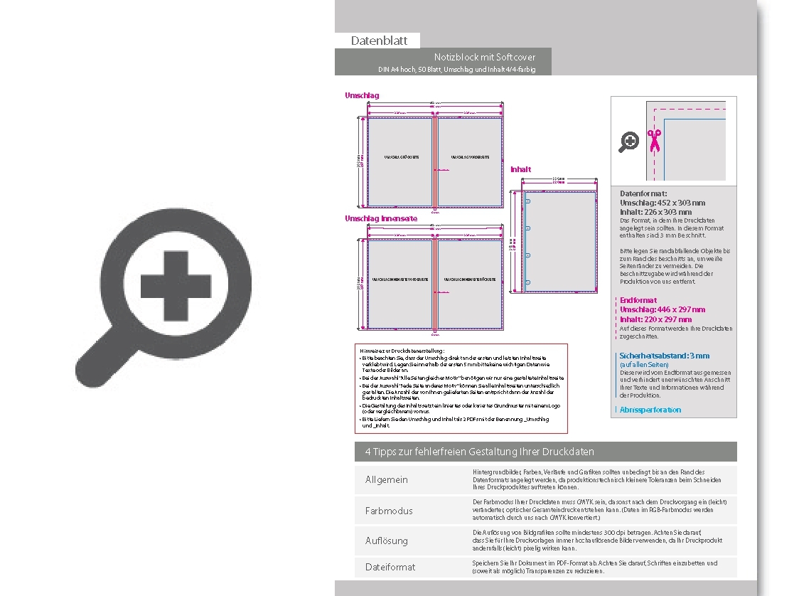 Product Bild block_mit_softcover__din_a4_hoch__50_blatt__umschlag_und_inhalt_4_4-farbig_cmyk_beidseitig_bedruckt