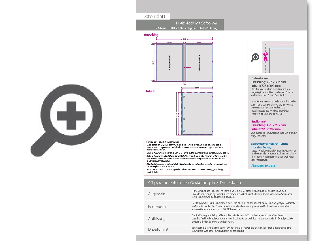 Product Bild block_mit_softcover__din_a4_quer__100_blatt__umschlag_und_inhalt_4_0-farbig_cmyk_einseitig_bedruckt