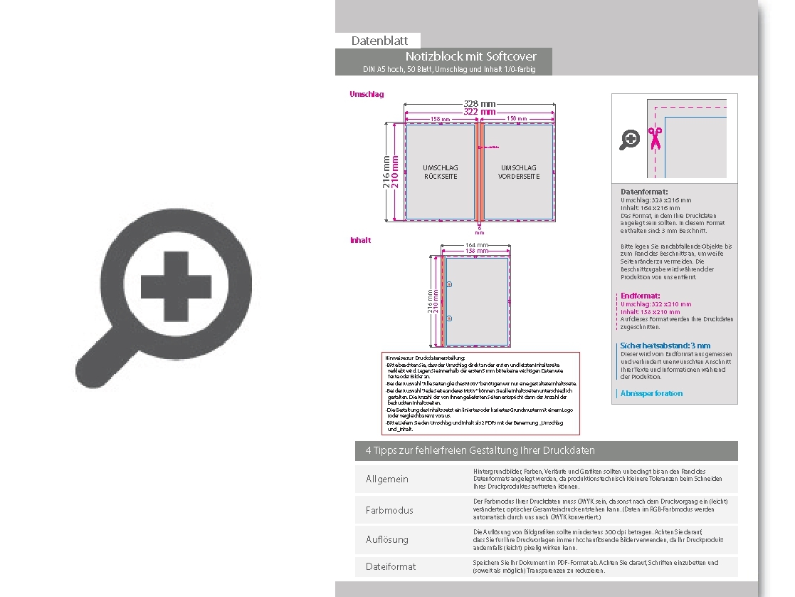 Product Bild block_mit_softcover__din_a5_hoch__50_blatt__umschlag_und_inhalt_1_0-farbig_schwarz_einseitig_bedruckt